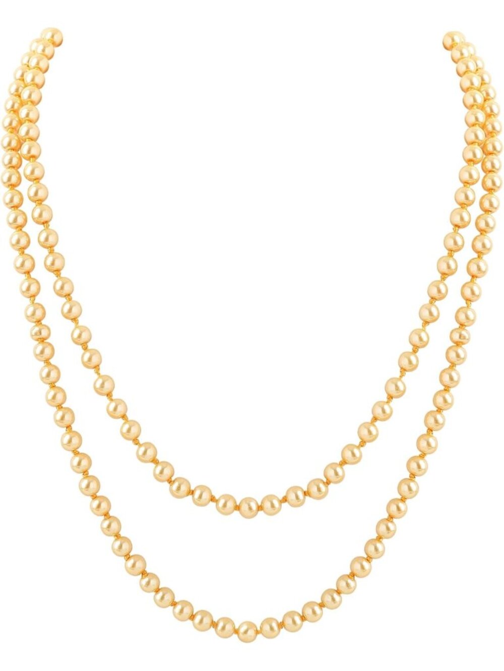 Women's Gold Pearl Necklace 59 Inch Long Faux Pearl 1920s Flapper Choker